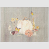 Papier Mousseline Chute Fleur Blanc Citrouille Champignons Bois Déco (Recto)