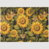 Papier Mousseline Chute Fleur de tournesol Champs de papillon Découp (Recto)