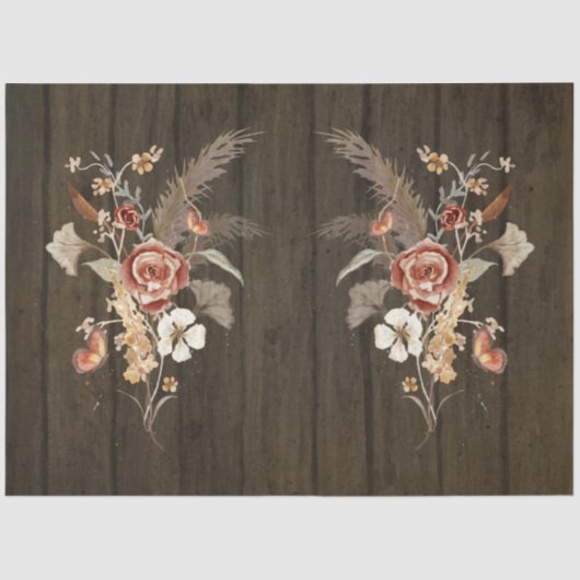 Papier Mousseline Chute Fleur sauvage Bouquet Pampas Grass Découpage (Recto)