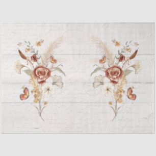 Papier Mousseline Chute Fleur sauvage Pampas Grass Rustique bois Déc