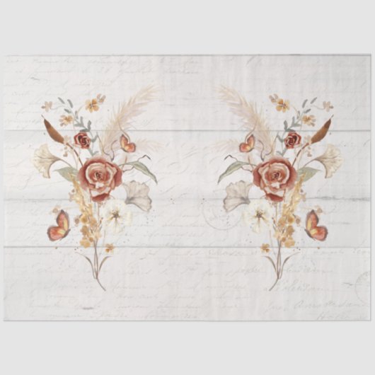 Papier Mousseline Chute Fleur sauvage Pampas Grass Rustique bois Déc (Recto)