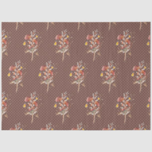 Papier Mousseline Chute Fleur sauvage papillon floral Brown Decoupag