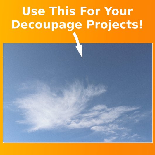 Papier Mousseline Ciel bleu et nuages fluffés blancs Découpage photo