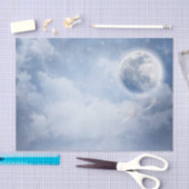 Papier Mousseline Ciel bleu magique avec cygnes volants (Artisanat)