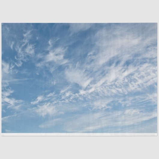 Papier Mousseline Ciel bleu nuages blancs éparpillés Motif bleu (Recto)