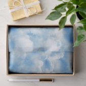 Papier Mousseline Ciel bleu vif avec nuages blancs bouffants (Cadeau)