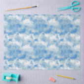 Papier Mousseline Ciel bleu vif avec nuages blancs bouffants (Artisanat)