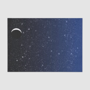 Papier Mousseline Ciel étoilé et croissant de lune, bleu profond à