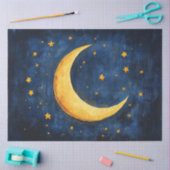Papier Mousseline Ciel Nocturne Stylé Avec Découpage Lune Crescent (Artisanat)