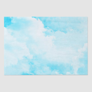 Papier Mousseline Ciel nuageux lumineux - bleu