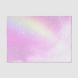 Papier Mousseline Ciel rose pastel avec arc-en-ciel jaune