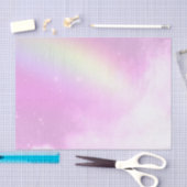 Papier Mousseline Ciel rose pastel avec arc-en-ciel jaune (Artisanat)