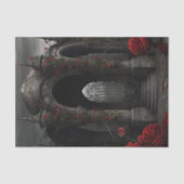 Papier Mousseline Cimetière gothique Gazebo avec des roses rouges la (Recto)
