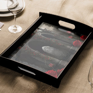 Papier Mousseline Cimetière gothique Gazebo avec des roses rouges la