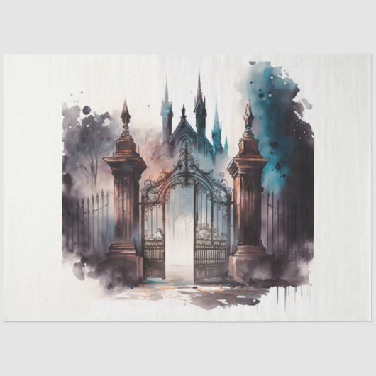 Papier Mousseline Cimetière gothique Série Portes Design 1 (Recto)