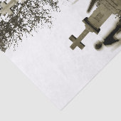 Papier Mousseline Cimetière Gothique Tombstones Sepia Vintage Angel (Détail)