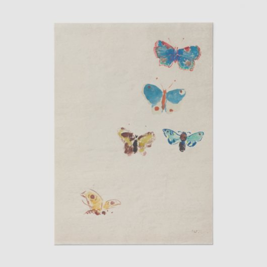 Papier Mousseline Cinq papillons par Odilon Redon (Recto)
