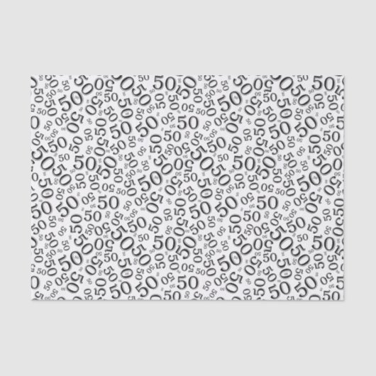 Papier Mousseline cinquantième Motif de nombre d'anniversaire noir (Recto)