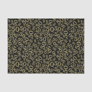Papier Mousseline cinquantième Or et noir de motif de nombre
