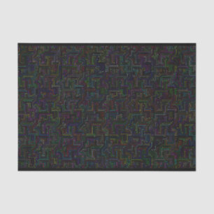 Papier Mousseline Circuits informatiques colorés Motif sur noir