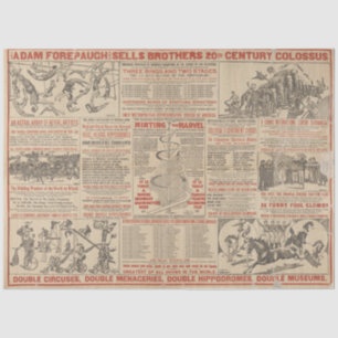 Papier Mousseline Circus Acrobat Vintage Newspaper Typographie