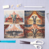 Papier Mousseline Circus Elephant Collage 1 papier décolpage (Artisanat)