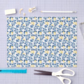 Papier Mousseline Citron à l'aquarelle bleue (Artisanat)