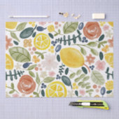 Papier Mousseline Citron et botanique fleurie (Artisanat)