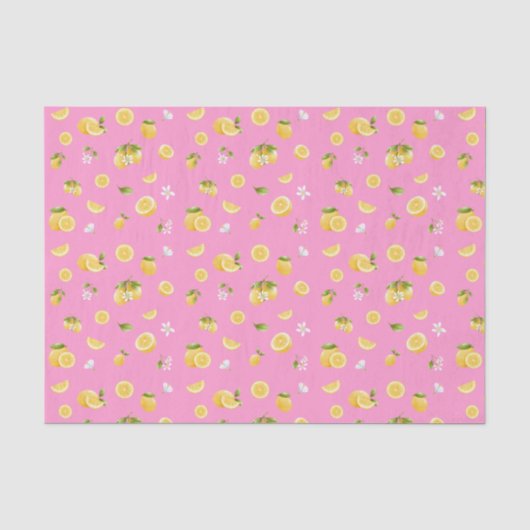 Papier Mousseline Citron Motif rose (Recto)