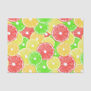 Papier Mousseline Citron, orange, pamplemousse et tranches de citron