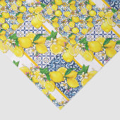 Papier Mousseline Citron portugais Azulejo Méditerranée Santorin (Détail)