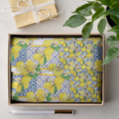 Papier Mousseline Citron portugais Azulejo Méditerranée Santorin (Cadeau)