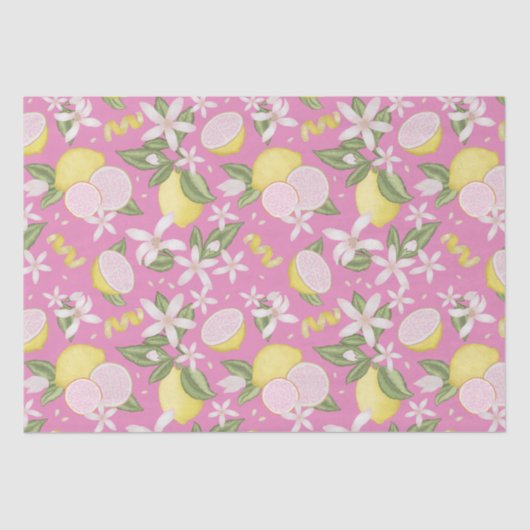 Papier Mousseline Citron rose Anniversaire Tissu Papier (Recto)