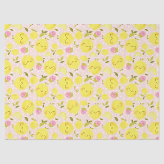 Papier Mousseline Citron rose fraise (Recto)