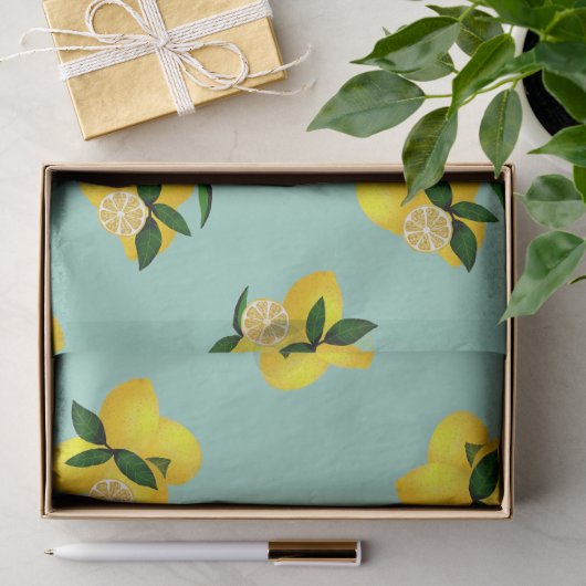 Papier Mousseline Citron Sarcelle (Cadeau)
