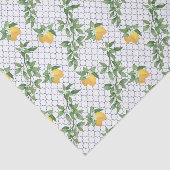 Papier Mousseline Citrons Carreaux blancs Feuille Fruit botanique (Détail)