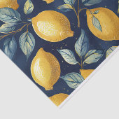 Papier Mousseline Citrons et Feuille Bleu Jaune Motif Découpage (Détail)