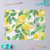 Papier Mousseline Citrons et Feuilles verts Motif de découpage (Artisanat)