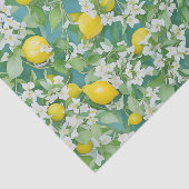 Papier Mousseline Citrons et fleurs blanches (Détail)