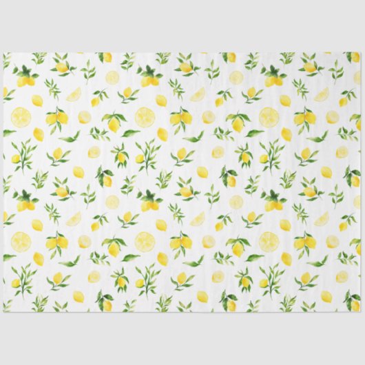 Papier Mousseline Citrons et Motif de feuillage (Recto)