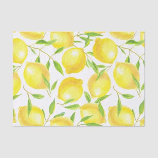 Papier Mousseline Citrons et motif feuille (Recto)