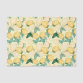 Papier Mousseline Citrons et Verdure Jaune Citron (Recto)