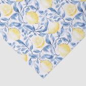 Papier Mousseline Citrons Feuille Bleu Sicile Italien Anniversaire (Détail)