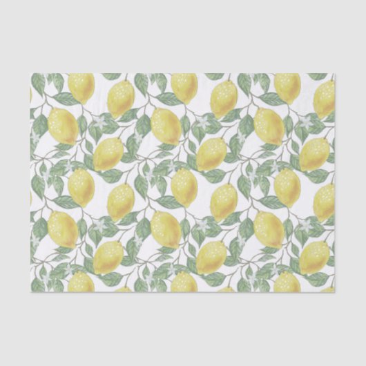 Papier Mousseline Citrons, Feuilles, Fleurs Cuisine Jardin Découpage (Recto)