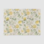 Papier Mousseline Citrons & Fleurs Papier Tissu Motif (Recto)