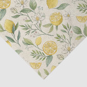 Papier Mousseline Citrons & Fleurs Papier Tissu Motif (Détail)