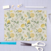 Papier Mousseline Citrons & Fleurs Papier Tissu Motif (Artisanat)