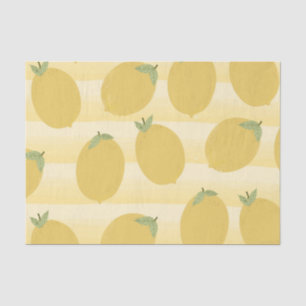 Papier Mousseline Citrons Jaunes Été Fruit Aquarelle Rayure Fête