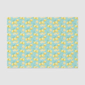 Papier Mousseline Citrons jaunes sur bleu clair (Recto)