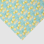 Papier Mousseline Citrons jaunes sur bleu clair (Détail)